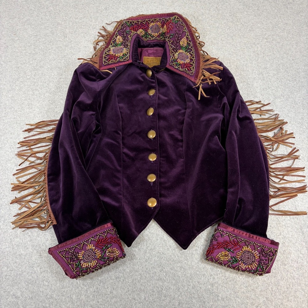 Double D Ranchwear Jacket Womens Small Purple Beaded Floral Embroidery
